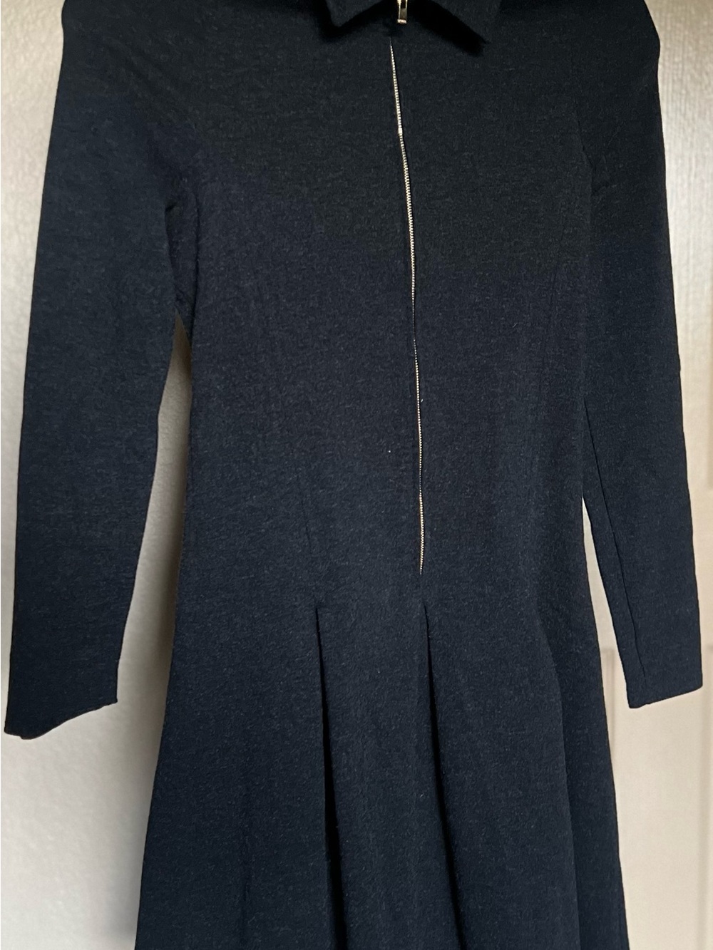Lacoste Black Zip-Front Long-Sleeve Coat Dress